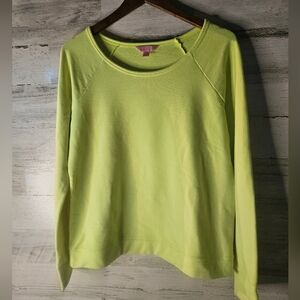 Lilly Pulitzer Neon Green Yellow Crewneck Athletic Top Womens Small